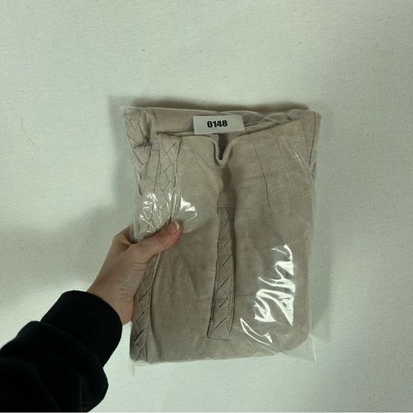 Jason Wu Wide Leg Linen Pants Womens 2 Beige High Rise Crop Braided Detail - Picture 12 of 12